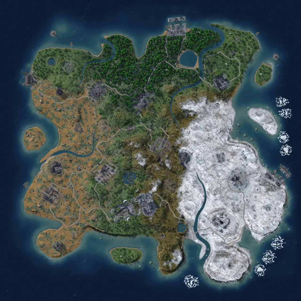 Rust Map: Procedural Map, Size: 3500, Seed: 486246452, 18 Monuments