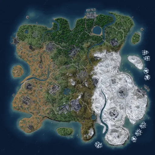 Thumbnail Rust Map: Procedural Map, Size: 3500, Seed: 486246452, 18 Monuments