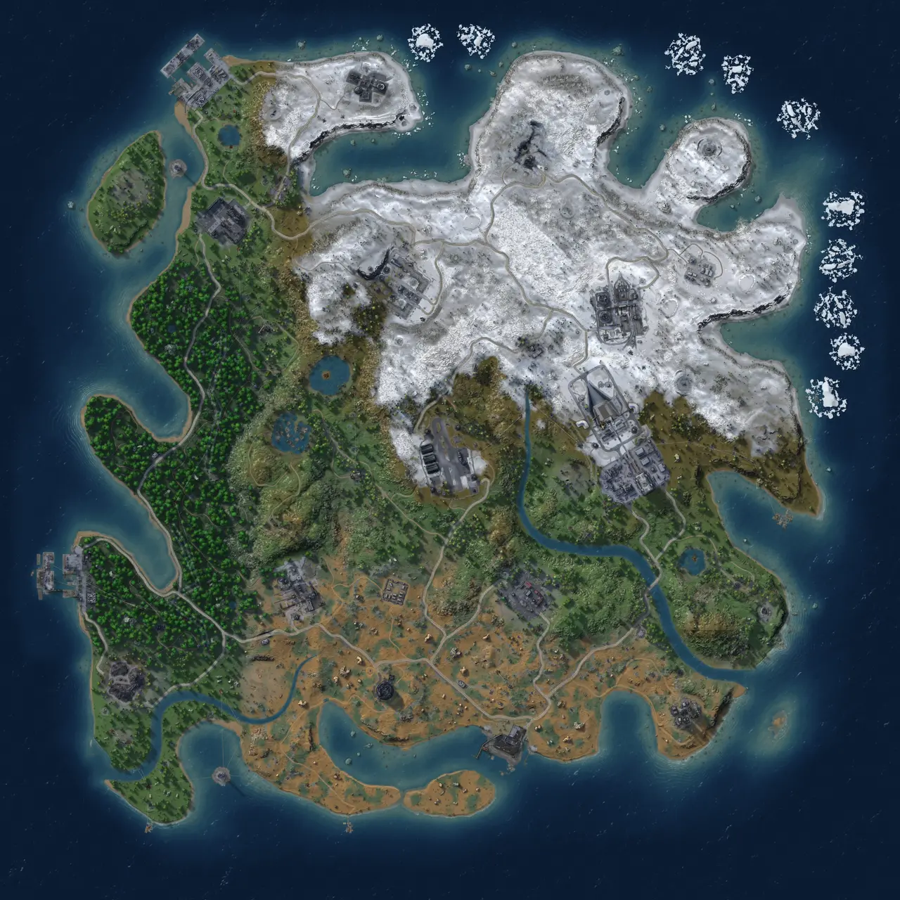 Rust Map: Procedural Map, Size: 3500, Seed: 69, 17 Monuments