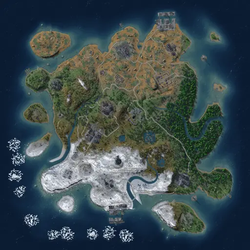 Thumbnail Rust Map: Procedural Map, Size: 3000, Seed: 3000, 15 Monuments