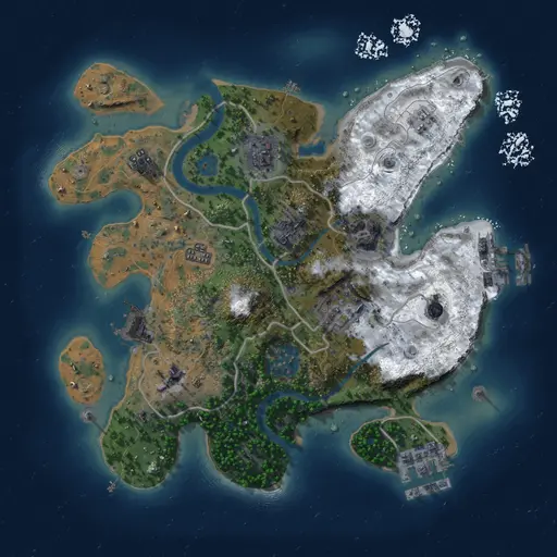 Thumbnail Rust Map: Procedural Map, Size: 2500, Seed: 1370256864, 13 Monuments