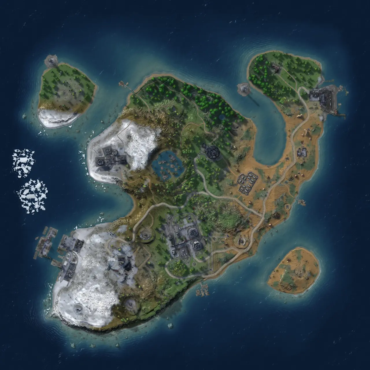 Rust Map: Procedural Map, Size: 1900, Seed: 371463897, 8 Monuments