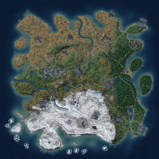 Thumbnail Rust Map: Procedural Map, Size: 3750, Seed: 579120958, 19 Monuments