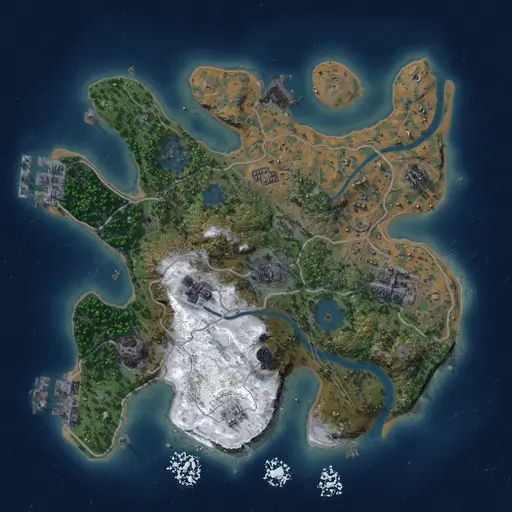 Thumbnail Rust Map: Procedural Map, Size: 2500, Seed: 462451390, 13 Monuments