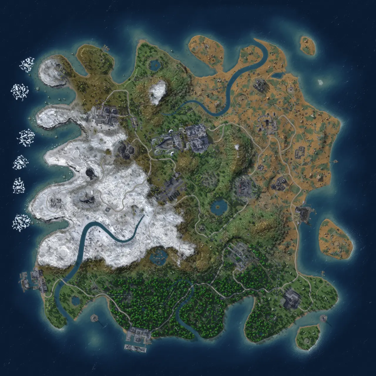 Rust Map: Procedural Map, Size: 3500, Seed: 123456, 17 Monuments