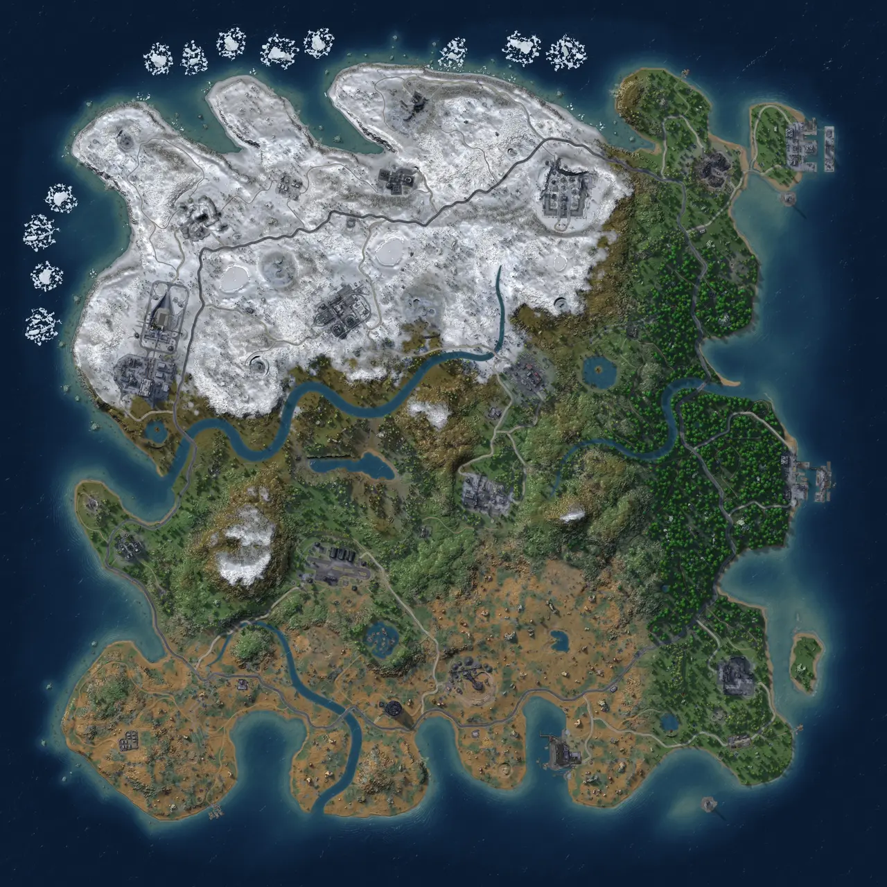 Rust Map: Procedural Map, Size: 4000, Seed: 97347, 19 Monuments