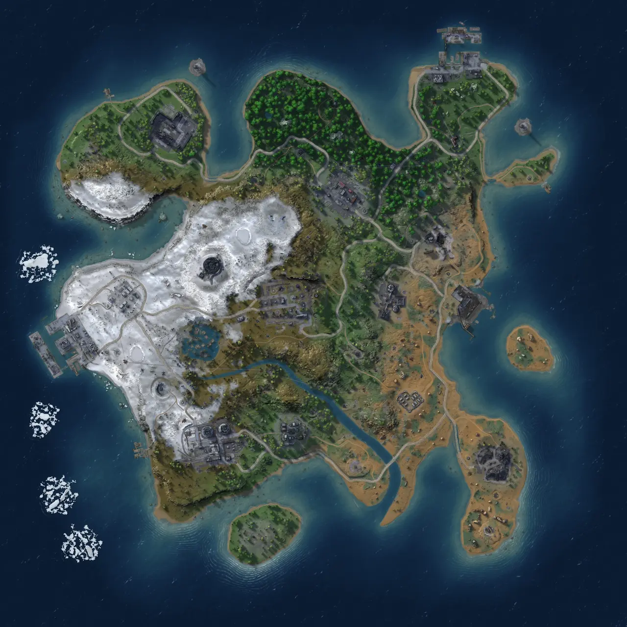 Rust Map: Procedural Map, Size: 2600, Seed: 51481973, 14 Monuments