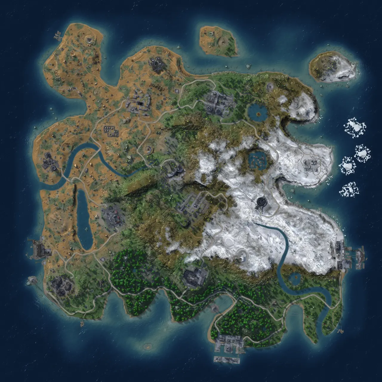 Rust Map: Procedural Map, Size: 3000, Seed: 5555, 15 Monuments