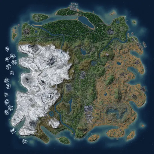 Thumbnail Rust Map: Procedural Map, Size: 4500, Seed: 877115, 19 Monuments
