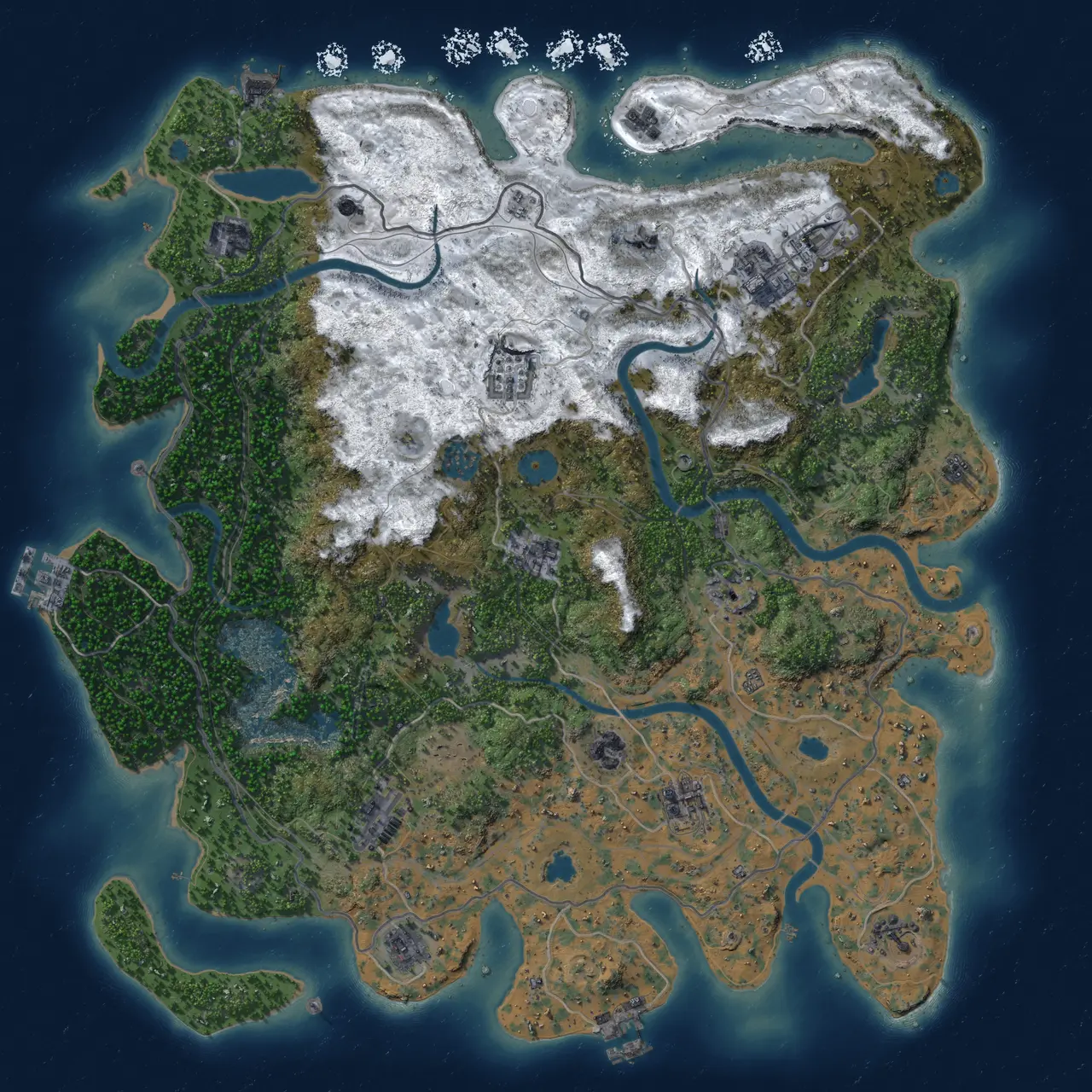 Rust Map: Procedural Map, Size: 4500, Seed: 417951, 19 Monuments