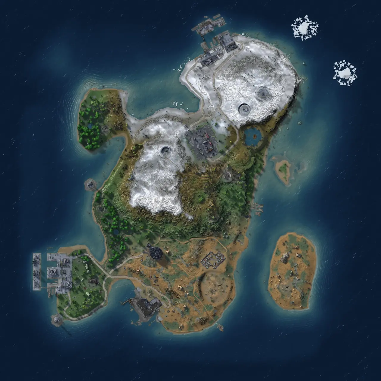 Rust Map: Procedural Map, Size: 2100, Seed: 1, 7 Monuments