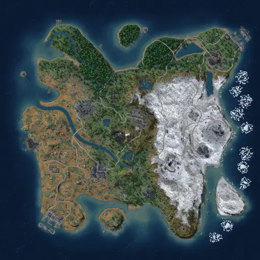 Thumbnail Rust Map: Procedural Map, Size: 3000, Seed: 66847, 15 Monuments