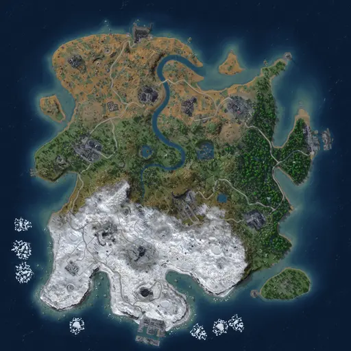Thumbnail Rust Map: Procedural Map, Size: 3000, Seed: 1914201528, 15 Monuments