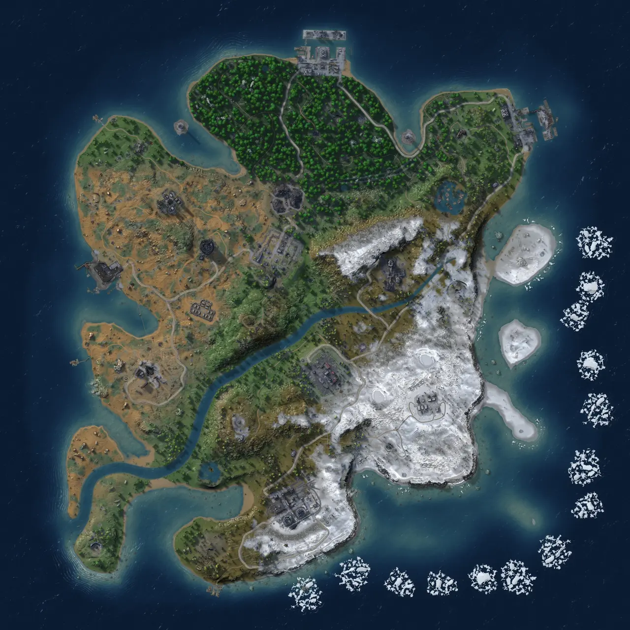 Rust Map: Procedural Map, Size: 3000, Seed: 225688914, 14 Monuments