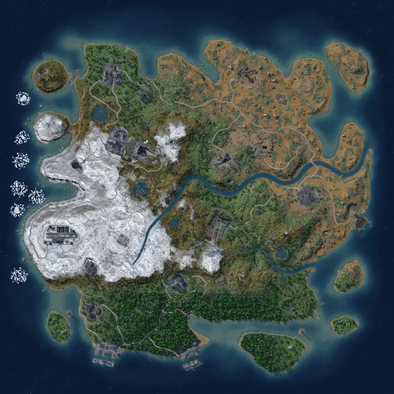 Rust Map: Procedural Map, Size: 3800, Seed: 1035635254, 18 Monuments