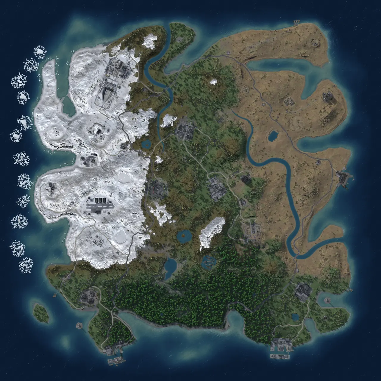 Rust Map: Procedural Map, Size: 4000, Seed: 1703426073, 18 Monuments