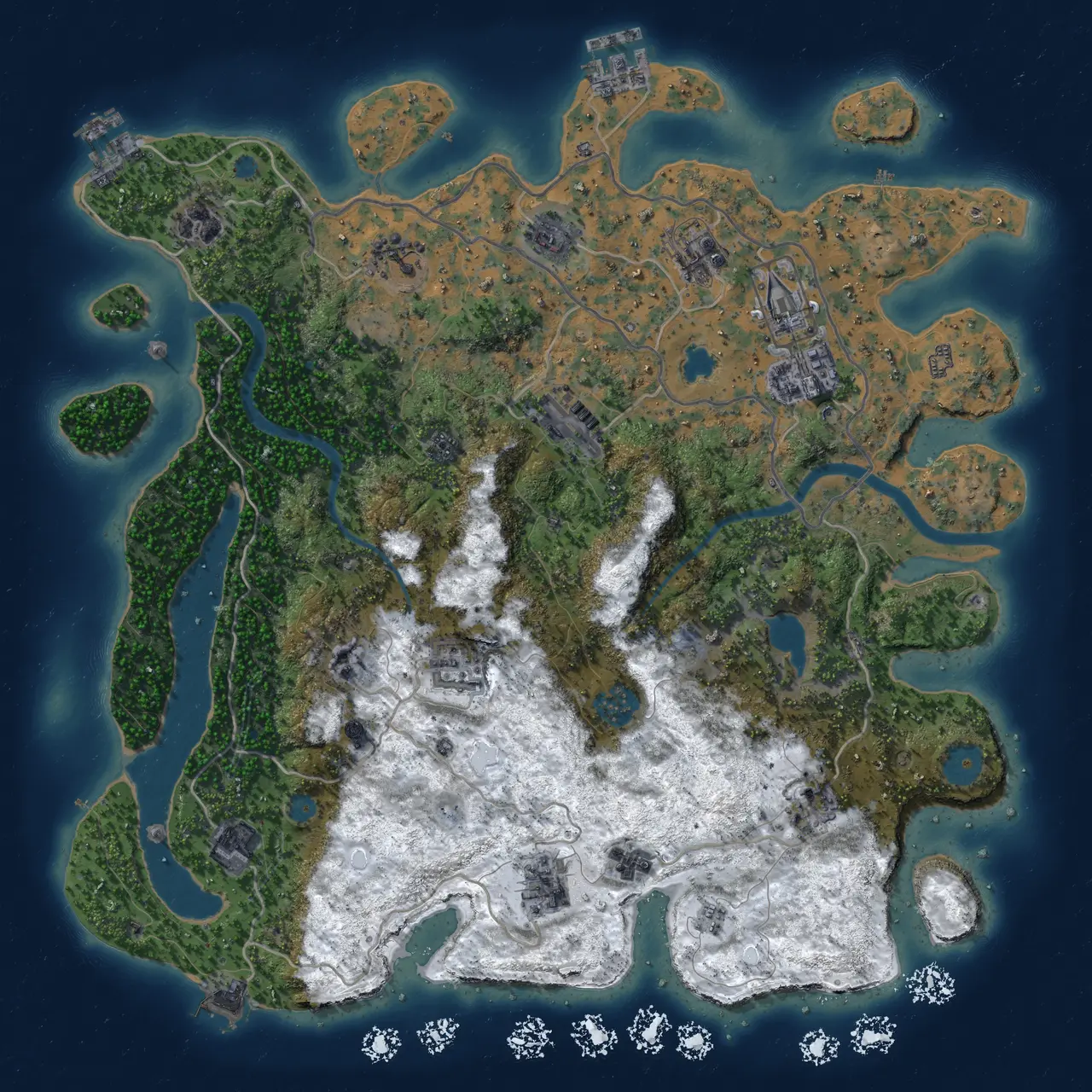 Rust Map: Procedural Map, Size: 4000, Seed: 40714360, 19 Monuments