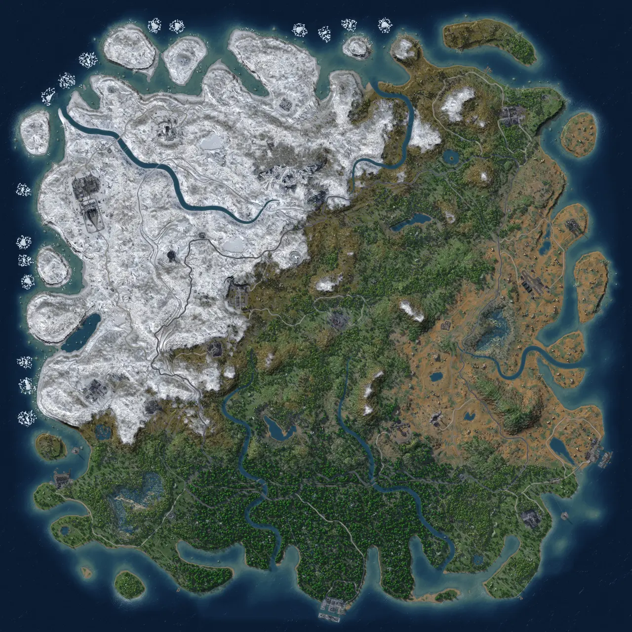 Rust Map: Procedural Map, Size: 6000, Seed: 2010145023, 19 Monuments