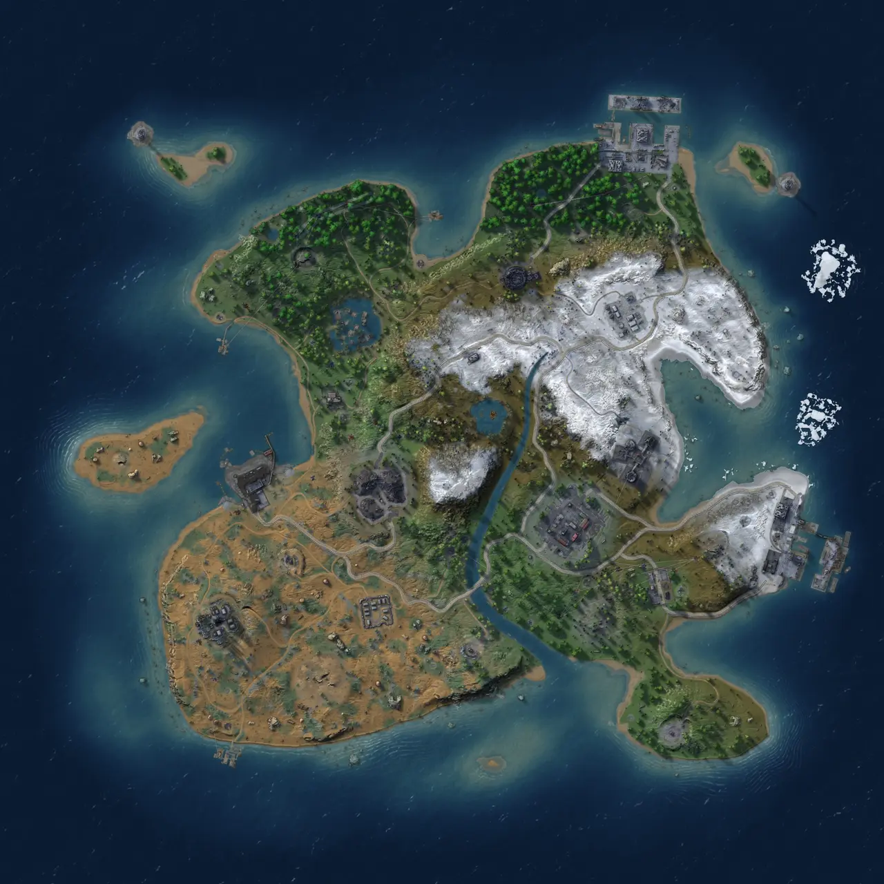 Rust Map: Procedural Map, Size: 2499, Seed: 1337, 12 Monuments