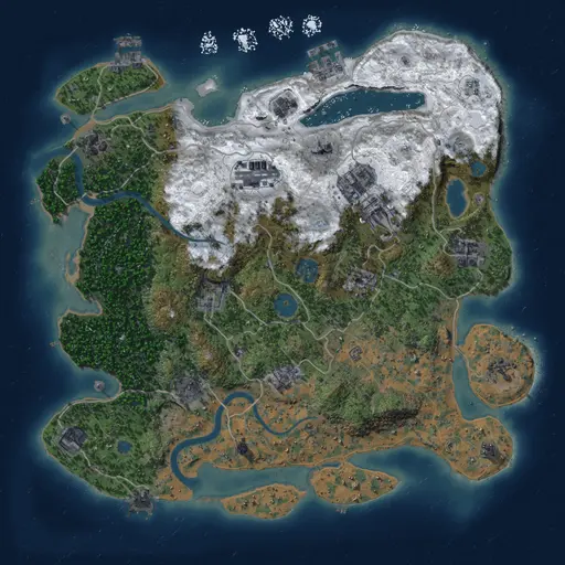 Thumbnail Rust Map: Procedural Map, Size: 3750, Seed: 822215108, 19 Monuments