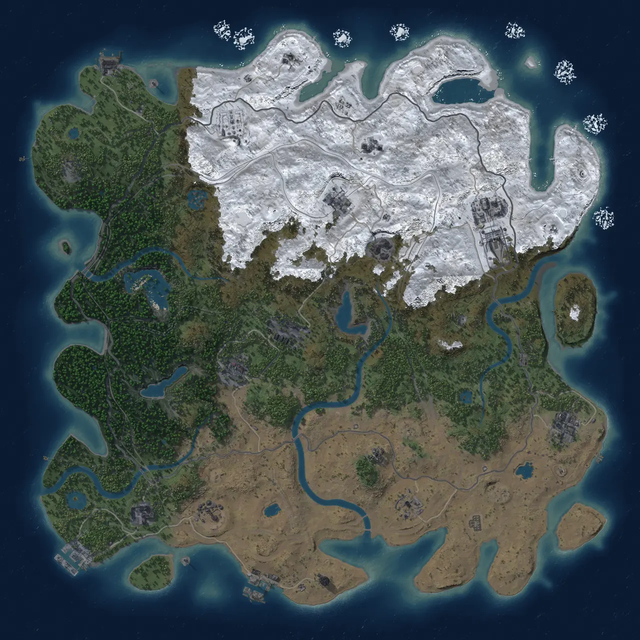 Rust Map: Procedural Map, Size: 4750, Seed: 1157642226, 19 Monuments