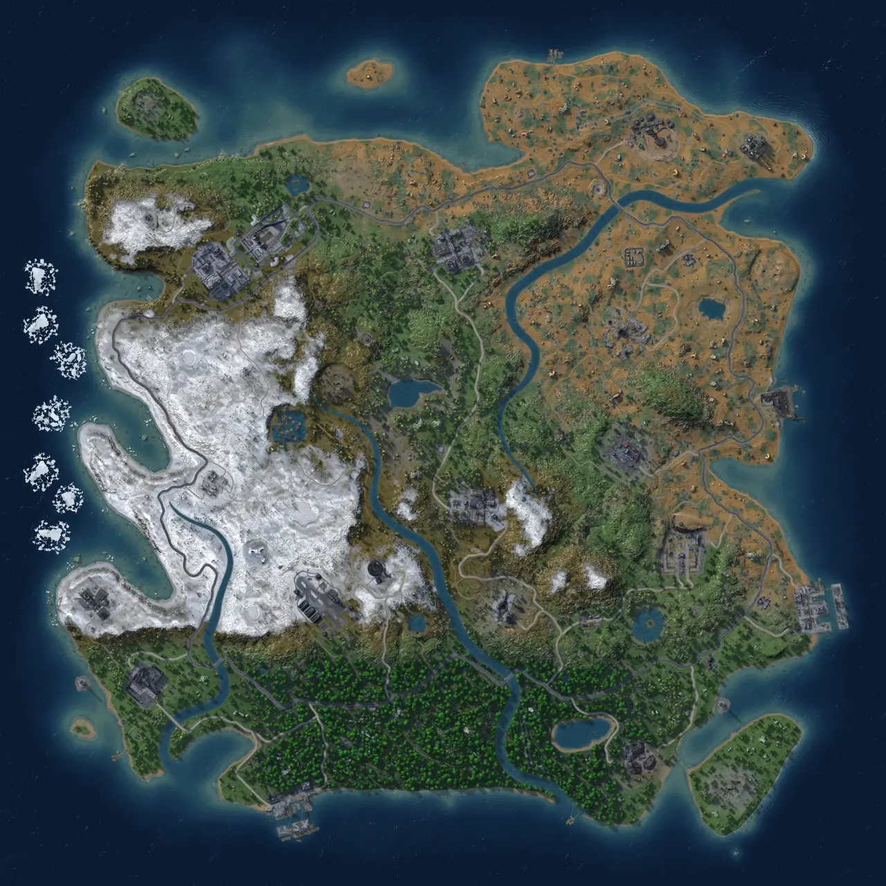 Rust Map: Procedural Map, Size: 4000, Seed: 3784989, 19 Monuments