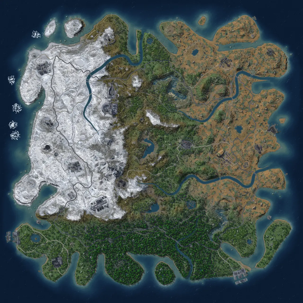 Rust Map: Procedural Map, Size: 5000, Seed: 1191822984, 19 Monuments