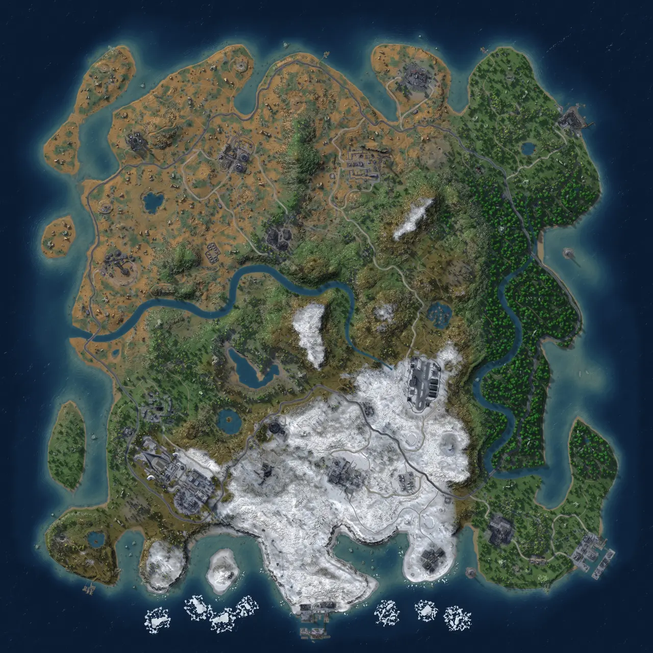 Rust Map: Procedural Map, Size: 4000, Seed: 618785268, 19 Monuments