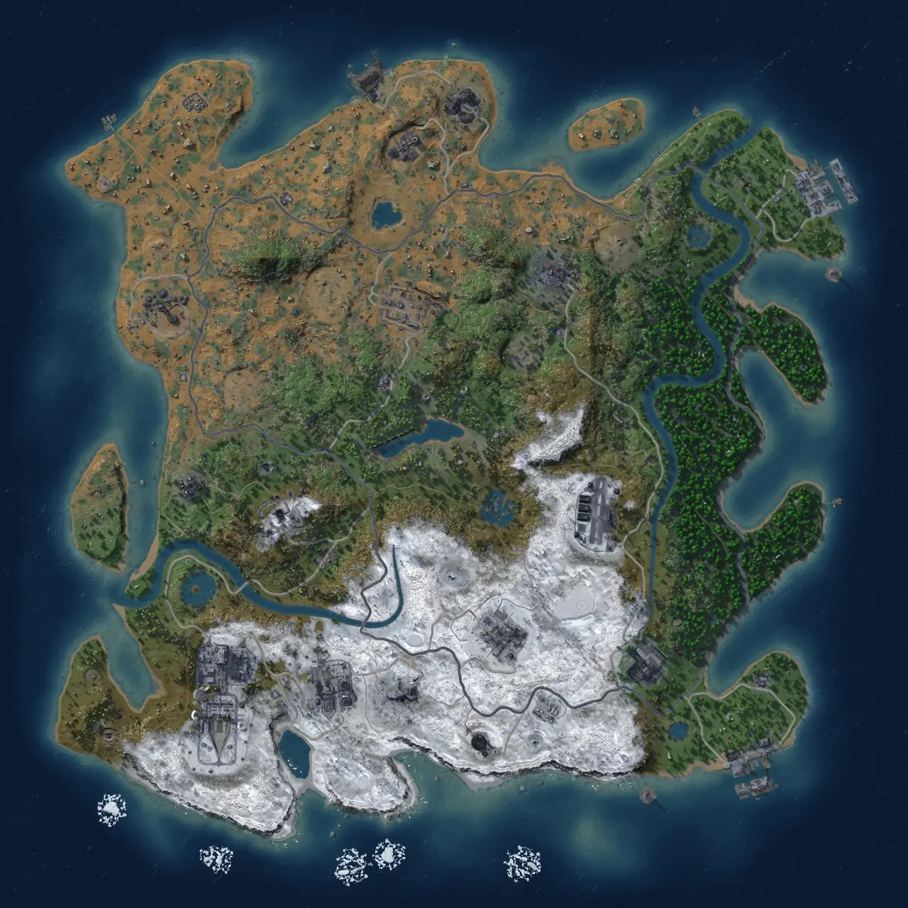 Rust Map: Procedural Map, Size: 4000, Seed: 1048499029, 19 Monuments