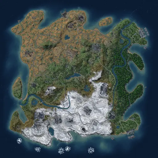 Thumbnail Rust Map: Procedural Map, Size: 4000, Seed: 1048499029, 19 Monuments