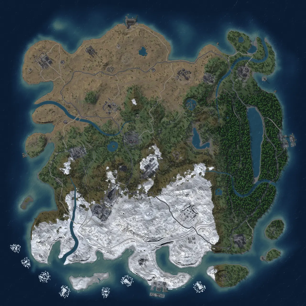 Rust Map: Procedural Map, Size: 4250, Seed: 479379867, 19 Monuments