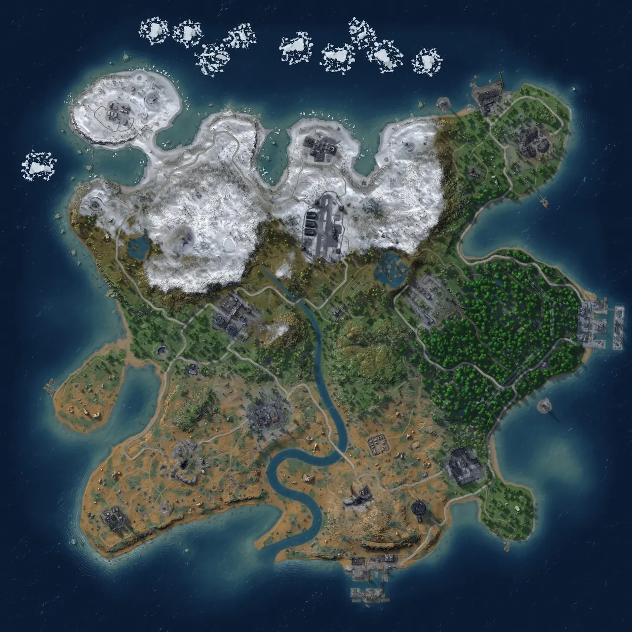 Rust Map: Procedural Map, Size: 3000, Seed: 5500, 16 Monuments