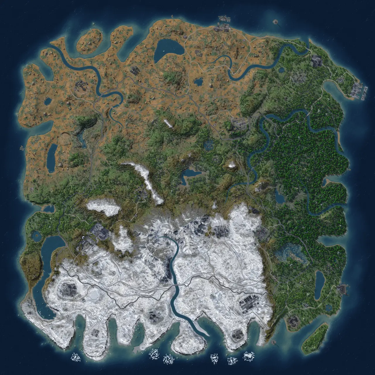 Rust Map: Procedural Map, Size: 5500, Seed: 309302408, 19 Monuments