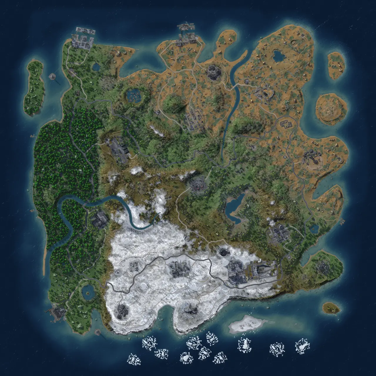 Rust Map: Procedural Map, Size: 4000, Seed: 497803673, 19 Monuments