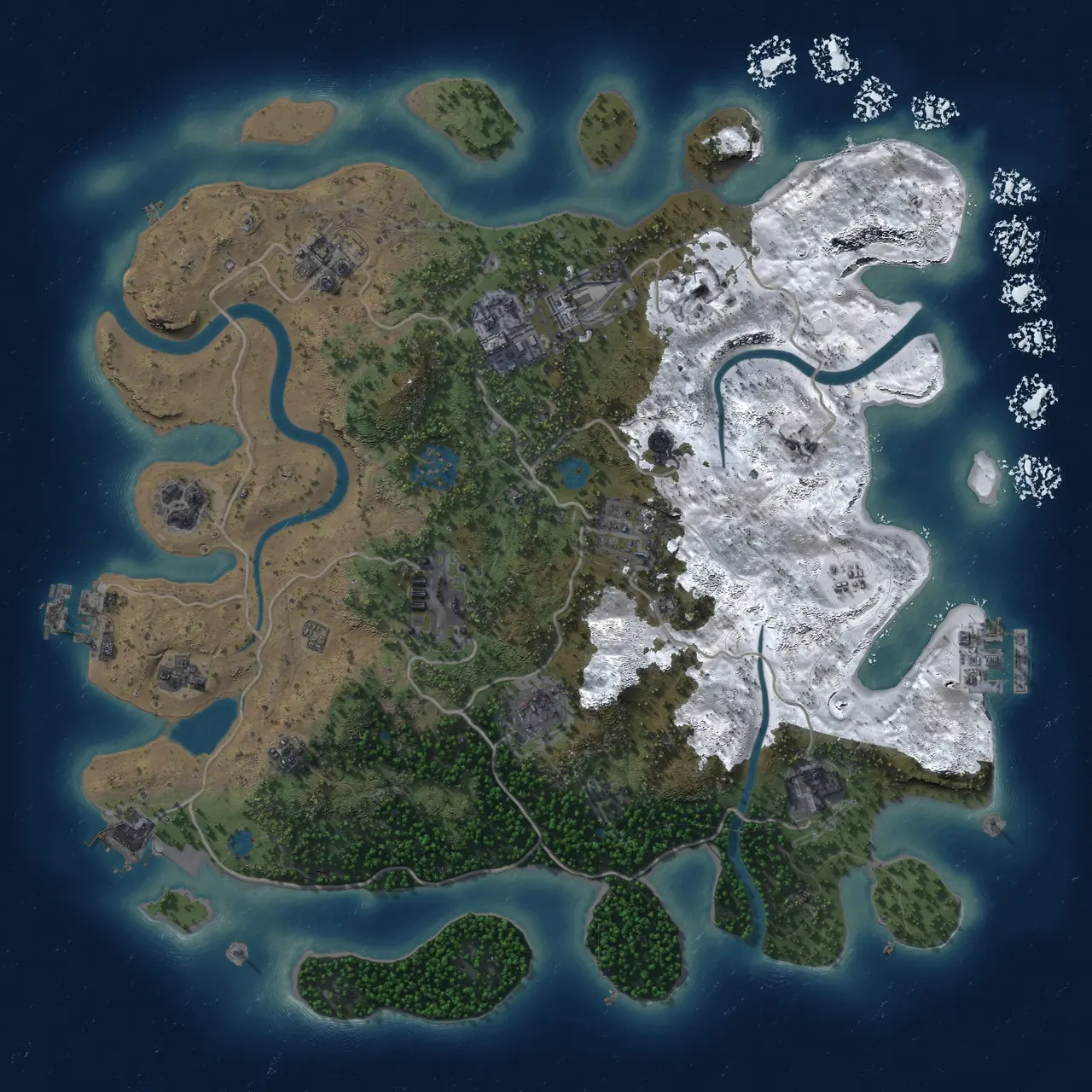 Rust Map: Procedural Map, Size: 3500, Seed: 897644, 17 Monuments