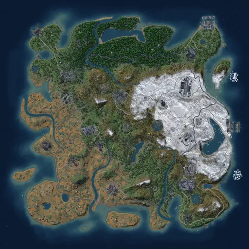 Thumbnail Rust Map: Procedural Map, Size: 4096, Seed: 1337, 19 Monuments