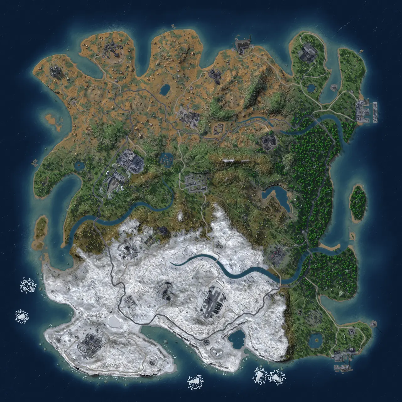 Rust Map: Procedural Map, Size: 4000, Seed: 4321, 19 Monuments