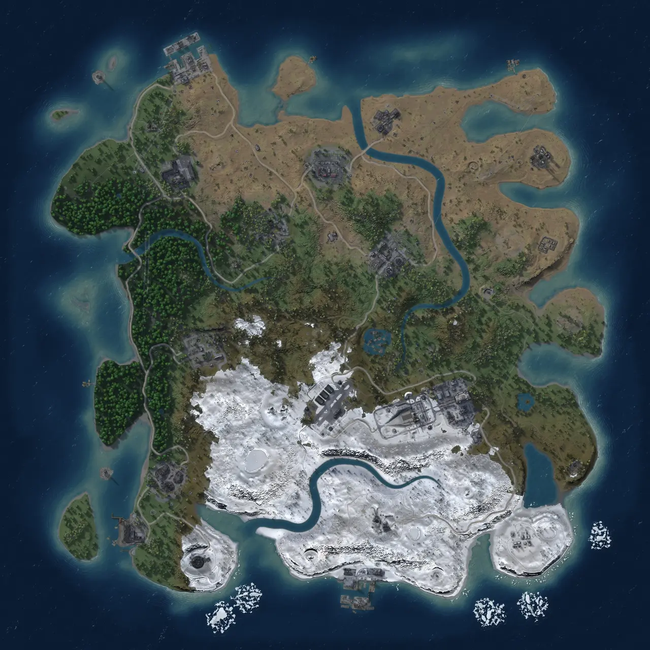 Rust Map: Procedural Map, Size: 3500, Seed: 885157482, 17 Monuments