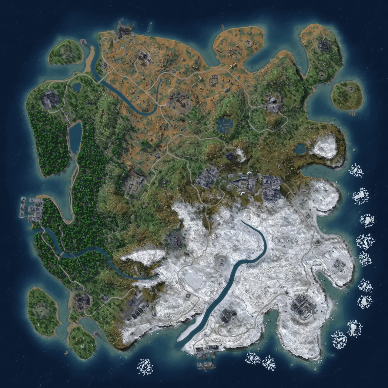 Rust Map: Procedural Map, Size: 3750, Seed: 1802869665, 19 Monuments