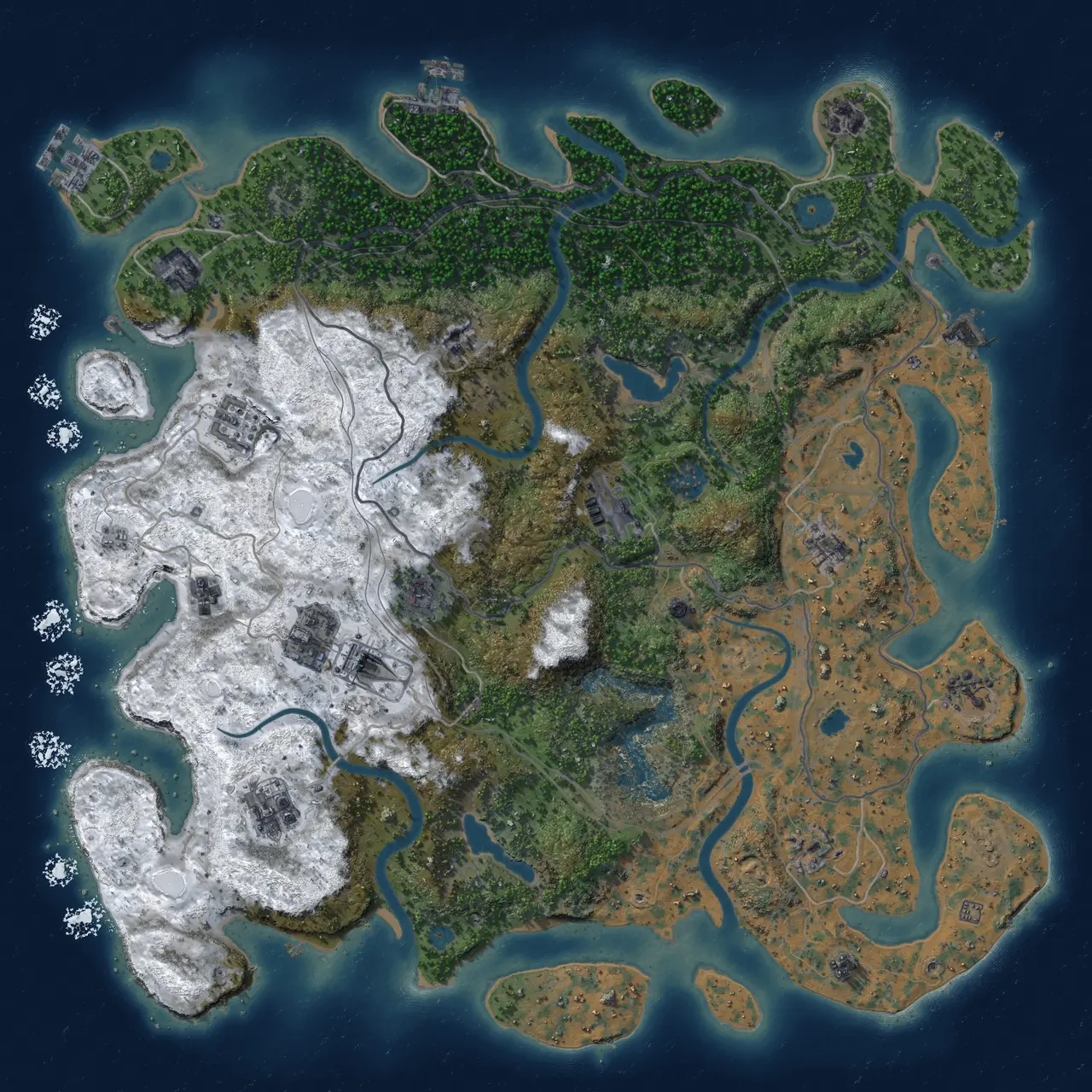 Rust Map: Procedural Map, Size: 4500, Seed: 1442890237, 19 Monuments