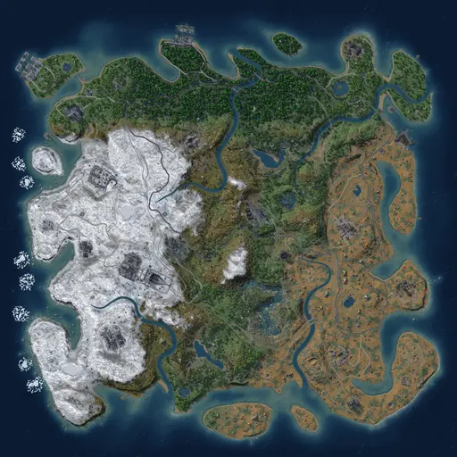 Thumbnail Rust Map: Procedural Map, Size: 4500, Seed: 1442890237, 19 Monuments