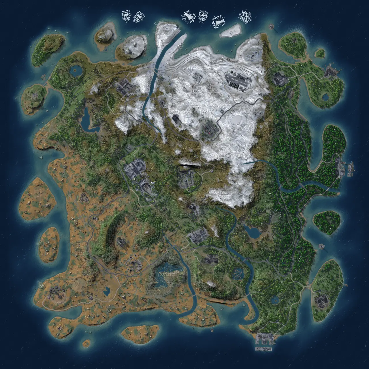 Rust Map: Procedural Map, Size: 4500, Seed: 1232841683, 19 Monuments