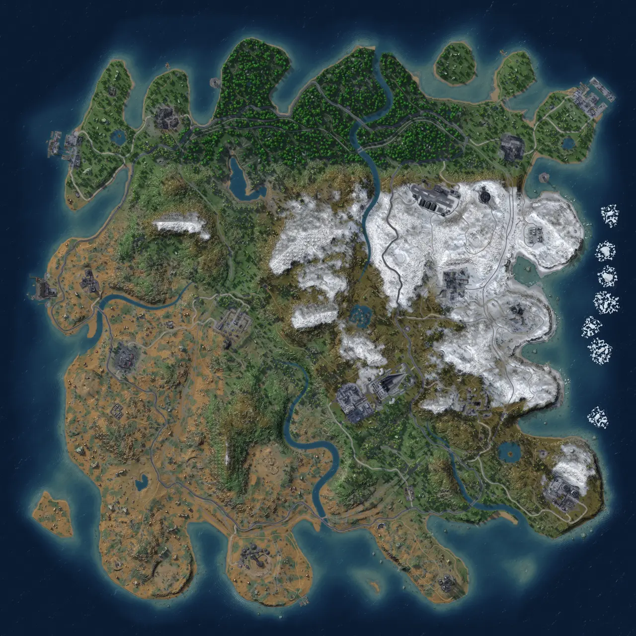 Rust Map: Procedural Map, Size: 4250, Seed: 1881826157, 19 Monuments