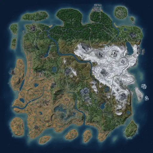 Thumbnail Rust Map: Procedural Map, Size: 4500, Seed: 71413, 19 Monuments