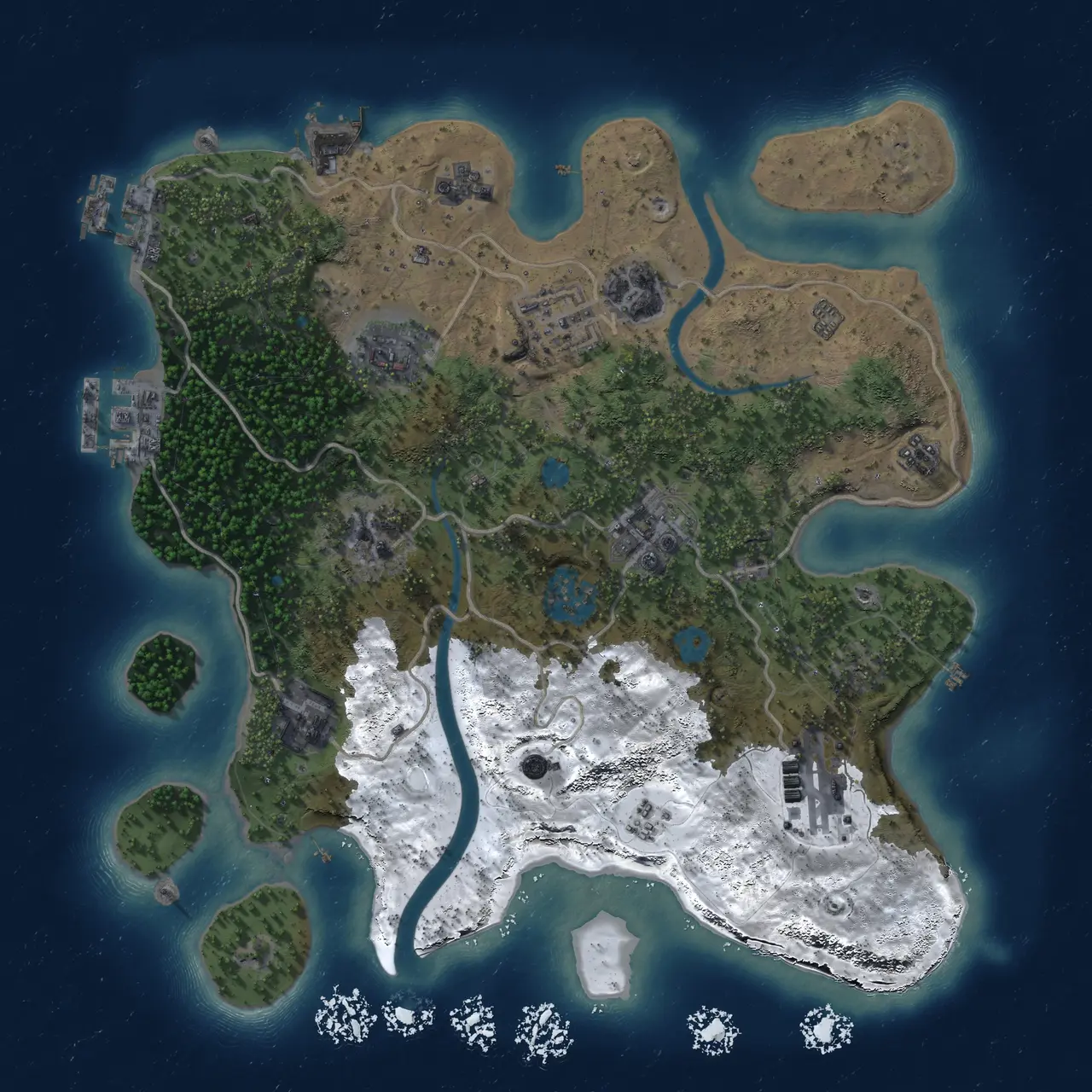 Rust Map: Procedural Map, Size: 3000, Seed: 368611363, 15 Monuments