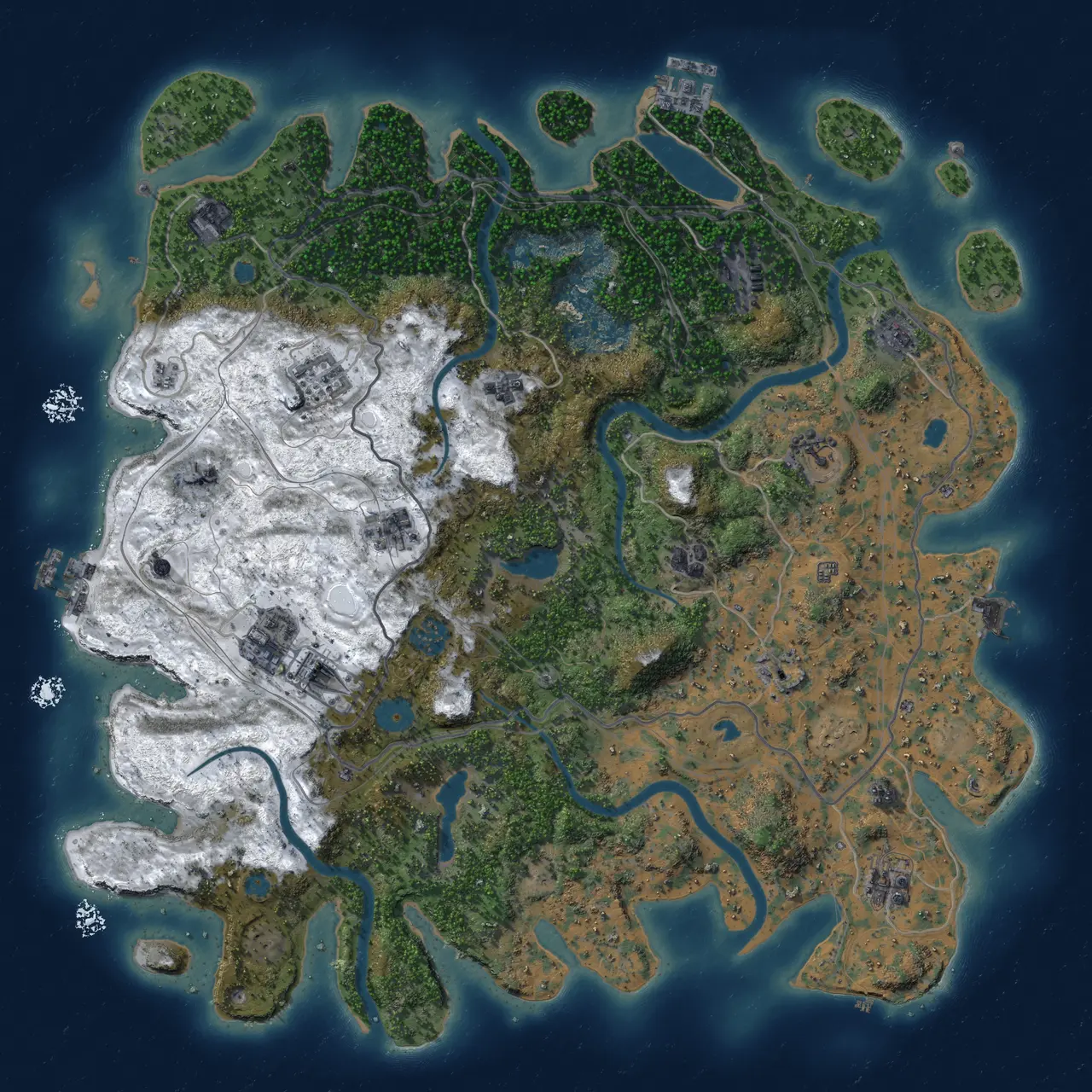 Rust Map: Procedural Map, Size: 4500, Seed: 295982, 19 Monuments