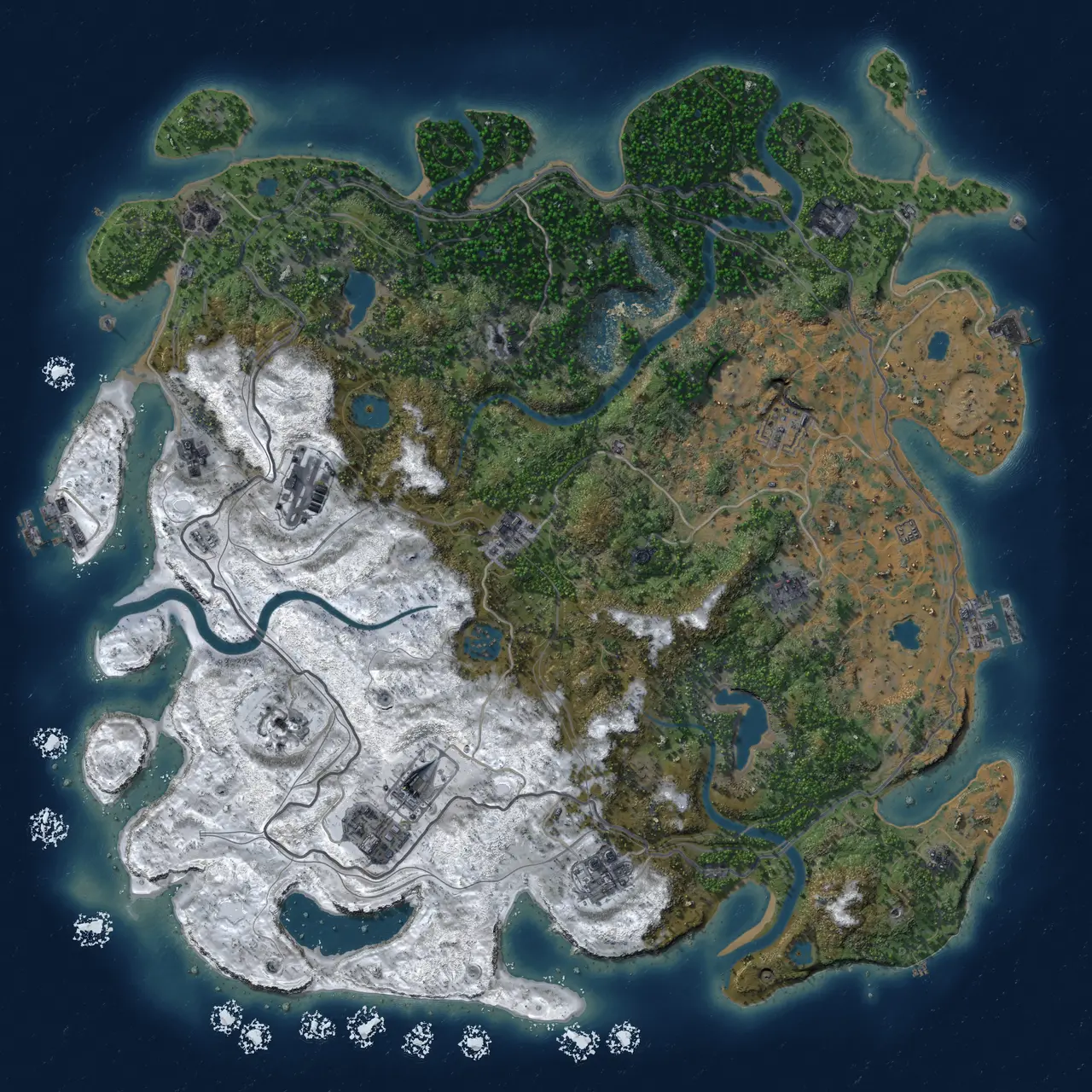 Rust Map: Procedural Map, Size: 4500, Seed: 305459, 18 Monuments