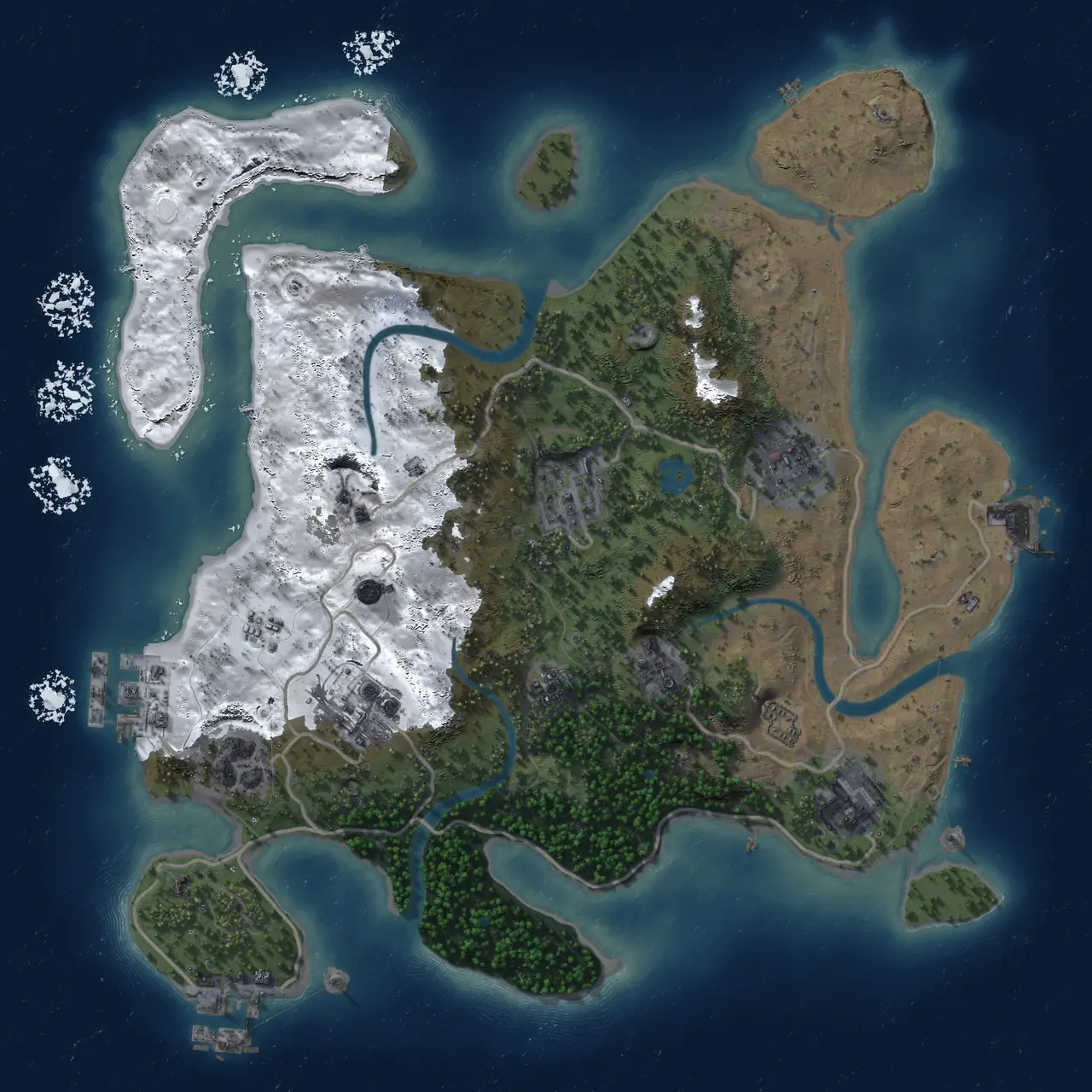 Rust Map: Procedural Map, Size: 3000, Seed: 270298242, 13 Monuments