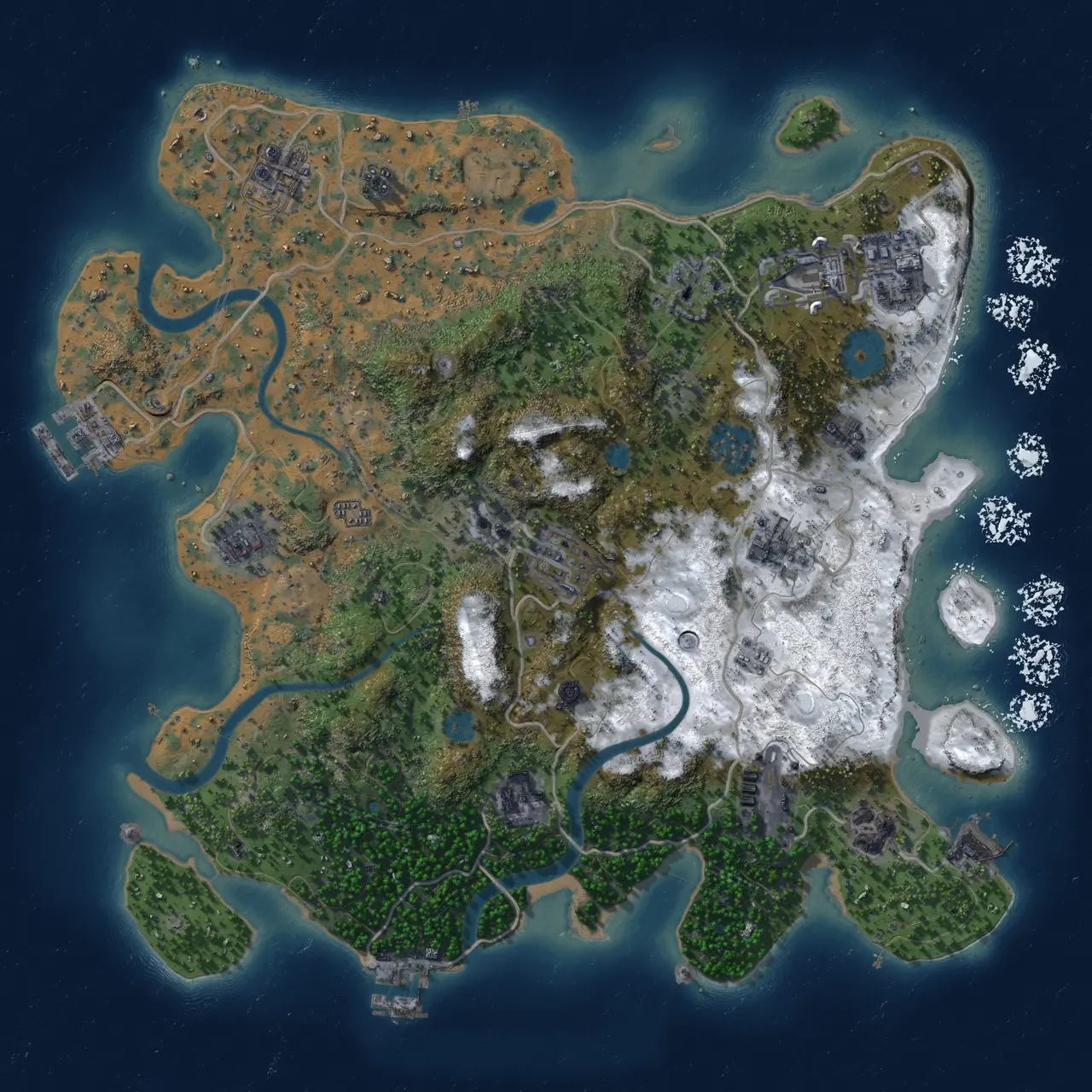 Rust Map: Procedural Map, Size: 3500, Seed: 140368253, 18 Monuments