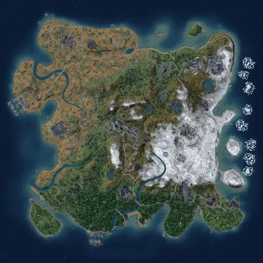 Thumbnail Rust Map: Procedural Map, Size: 3500, Seed: 140368253, 18 Monuments